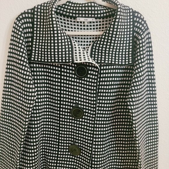 Sioni Black & White Checkered  Big Button Long Sleeve Thick Cardigan Jacket sz L - Picture 4 of 7